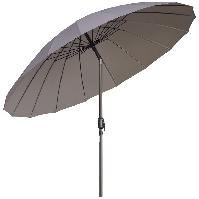 8ft Dark Grey Shanghai Garden Parasol with Crank & Tilt
