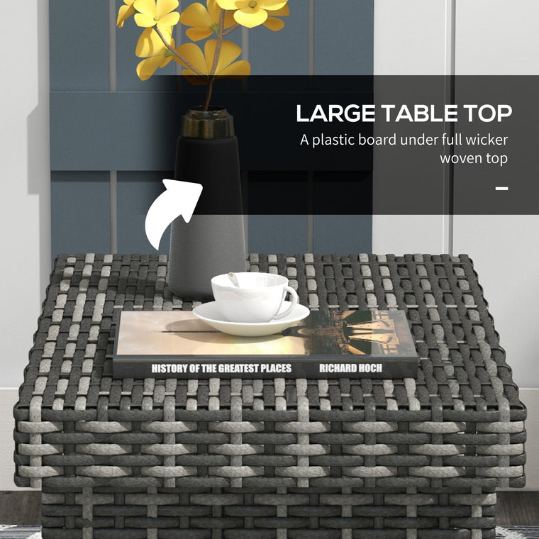 Mixed Grey Rattan Folding End Table with Metal Frame