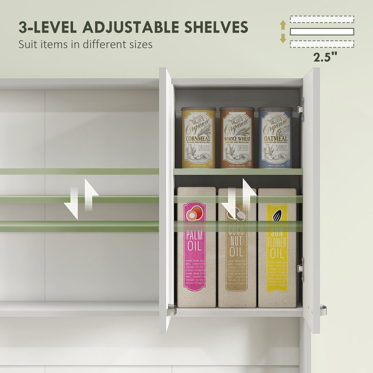 71" Buffet with Hutch and Microwave Stand - White