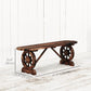 2-Person Outdoor Bench, Wood Garden Bench with Wagon Wheel Legs, Slatted Seat for Patio, Park, Backyard, Natural Wood
