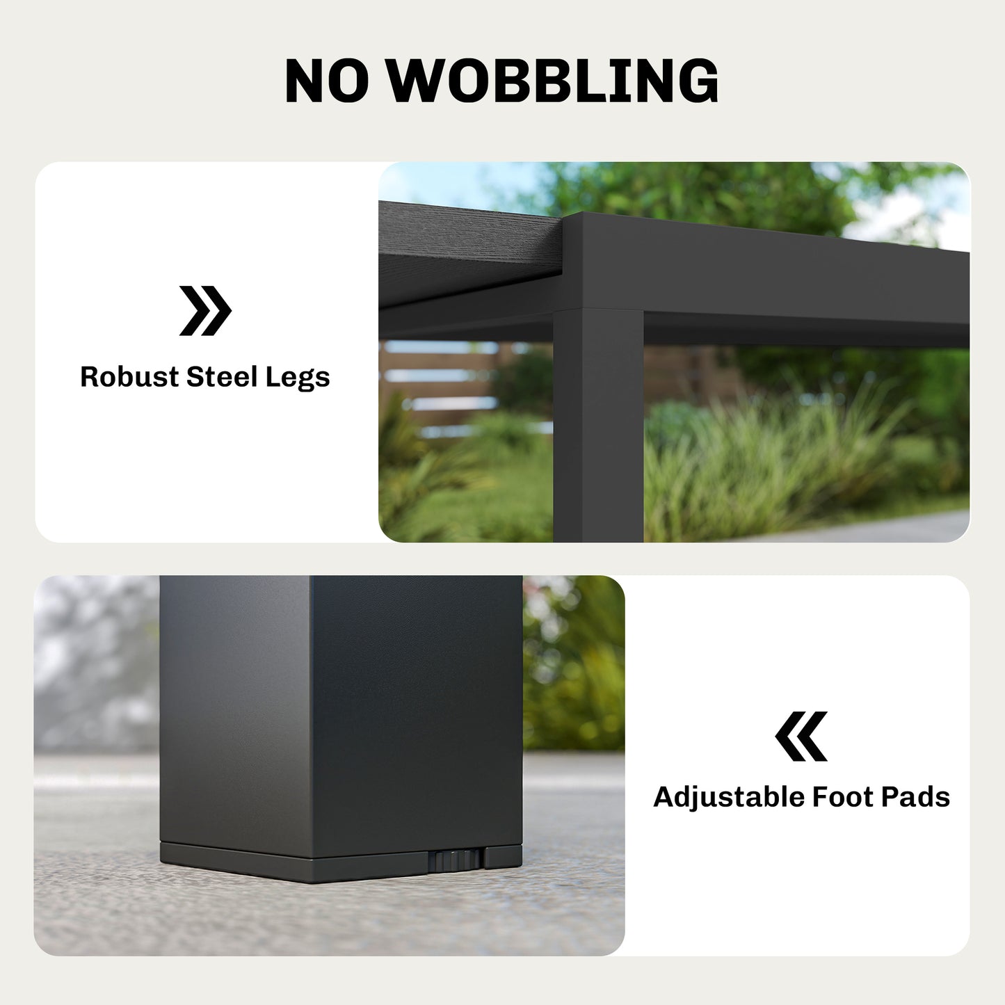 Expandable Patio Dining Table for 8-10 People, 60.6"/84.3" Aluminum Outdoor Dining Table with Adjustable Foot Pads