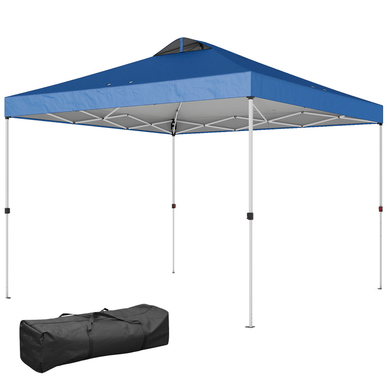 9.8' x 9.8' Blue Waterproof Pop-Up Canopy Tent with Carry Bag