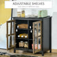 Kitchen Sideboard, Glass Door Buffet Cabinet, Accent Storage Cabinet with 2 Glass Doors and Adjustable Shelf for Dining Room, Living Room, Black Wood Grain