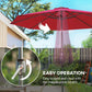 10' x 8' Round Market Umbrella, Patio Umbrella with Crank Handle and Tilt, Outdoor Parasol for Garden, Wine Red