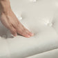 Storage Ottoman with Lid, Velvet Upholstered Storage Bench with Wood Legs for Living Room, Cream White