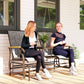 Outdoor 2-Person Glider Bench, Outside Swing Glider Chair Loveseat with Breathable Mesh, Table, Steel Frame