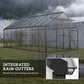 Aluminum Greenhouse Polycarbonate Walk-in Garden Greenhouse Kit with Rain Gutter and Sliding Door, 16' x 8', Dark Grey