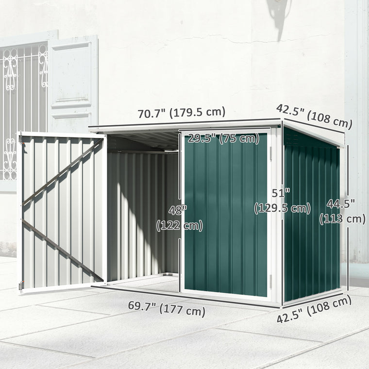 Steel Wheelie Trash Can Shed with Double Door