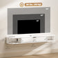 55" Floating TV Stand for TVs up to 60 Inch, Wall Mounted Media Console with Flip Drawer and 2 Open Shelves, White