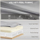 3 Seater Sofa, Velvet Upholstered Couch with Spring Cushions, Rubber Wood Legs and 2 Pillows, Grey