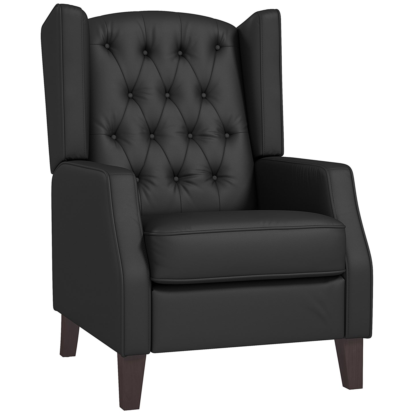 Faux Leather Armchair, Modern Accent Chair with Thick Padding for Living Room, Bedroom, Home Office, Black