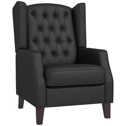 Faux Leather Accent Armchair with Thick Padding - Black