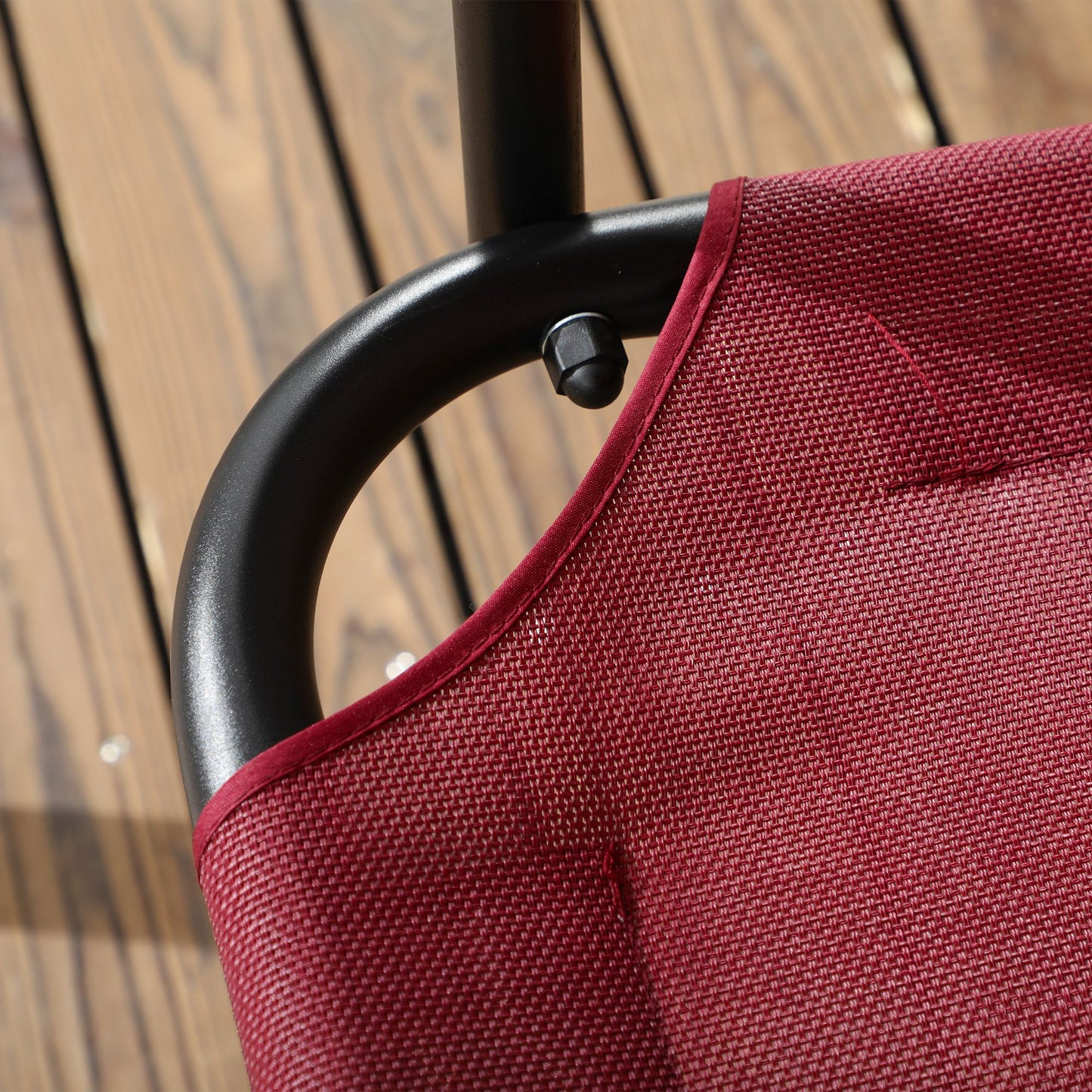 3-Seater Outdoor Porch Swing with Adjustable Canopy, Patio Swing Chair for Garden, Poolside, Backyard, Wine Red