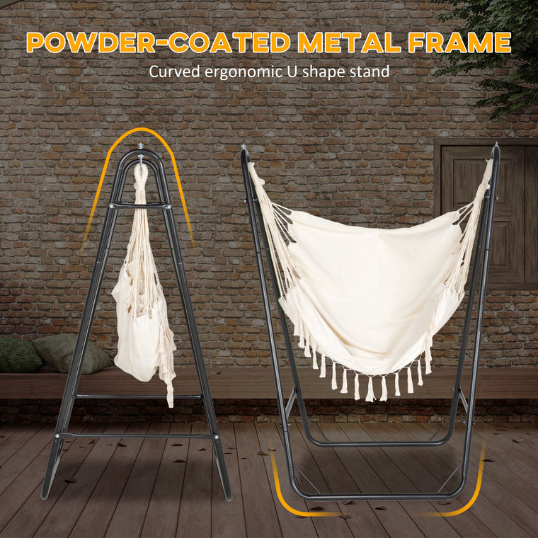 Cream White Hammock Chair with U-Shape Stand
