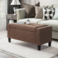 Storage Ottoman Bench, Linen Upholstered Bench with Tufted Design, Brown