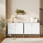 Sideboard, Modern Buffet Cabinet, Coffee Bar Cabinet with Fluted Doors and Adjustable Shelf, White