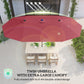 173.2" Double-Sided Sun Umbrella Garden Parasol Patio Sun Shade Outdoor with LED Solar Light, No Base Included, Wine Red