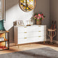Modern Chest of Drawers 6 Drawer Dresser for Bedroom with Gold Legs and Handles, White