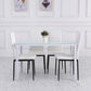 High Back Dining Chairs, Modern Upholstered Linen Fabric Accent Chairs with Metal Legs for Kitchen, Set of 4, White