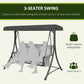 3 Person Outdoor Porch Swing Chair with Adjustable Canopy, Mixed Grey