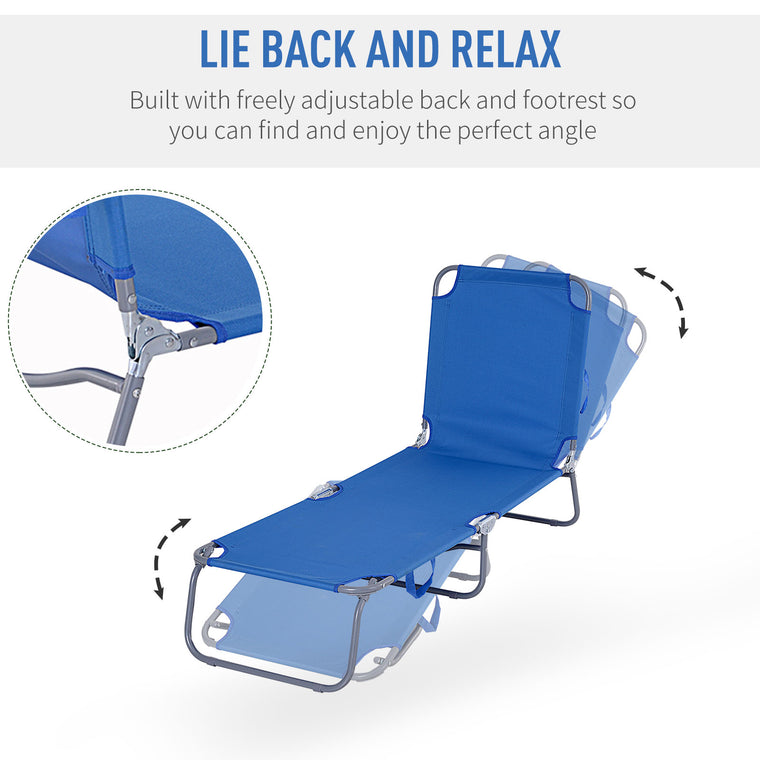 Blue Folding Beach Lounger with Mesh Fabric