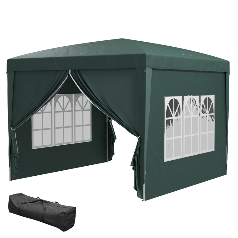 10' x 10' Dark Green Pop-Up Party Tent Gazebo with Carry Bag