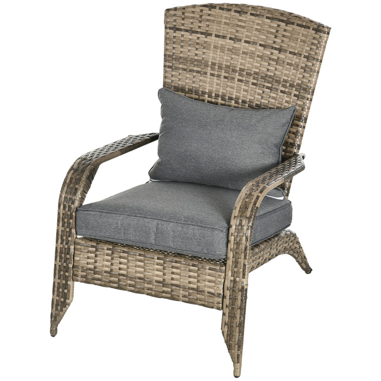 Mixed Grey PE Rattan Adirondack Chair with Cushions