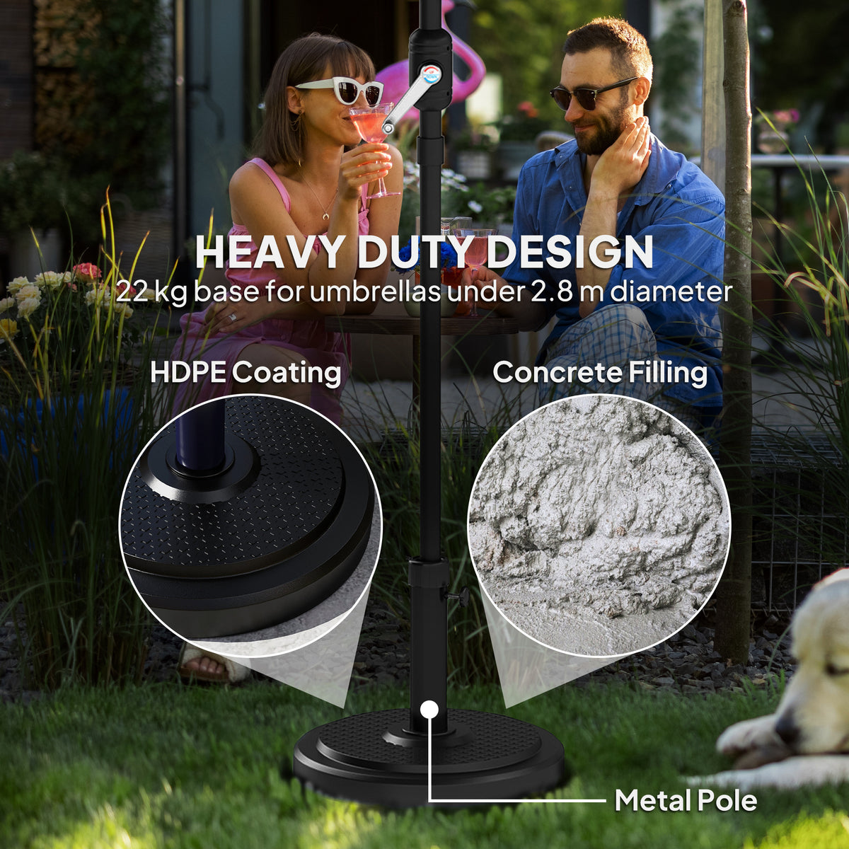 48 lbs Black Round HDPE Patio Umbrella Base