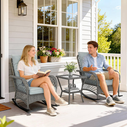 3-Piece Rocking Bistro Set with High-Back Chairs
