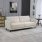 Convertible Bed with Couch, Button Tufted Fabric Sofa Bed with Adjustable Back for Living Room, Beige
