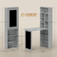 Fold-out Convertible Office Desk, Wall Mount Computer Desk with Blackboard and Side Shelf, Charcoal Grey