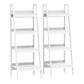 Set of 2, 4 Tier Ladder Shelf Bookcase, Multi-Use Display Rack, Storage Shelving Unit Display Stand, Flower Plant Stand, Home Office Furniture, White