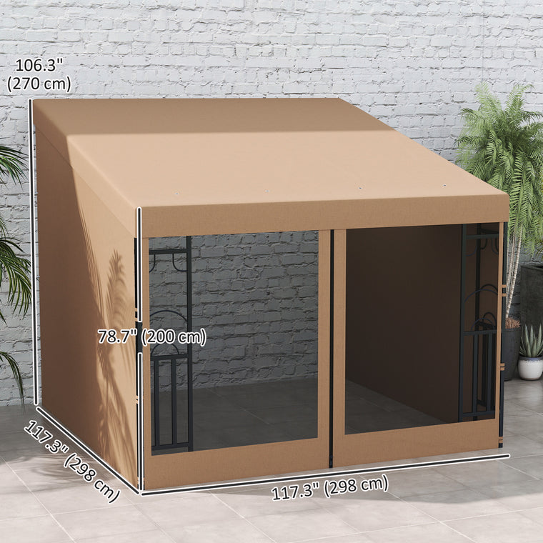 10' x 10' UV-Resistant Wall Pergola with Curtains