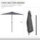9.8ft Half Umbrella Semi Round Patio Parasol with Crank Handle, Top Vent for Garden, Balcony- NO BASE INCLUDED, Grey