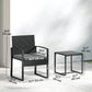 Outdoor Bistro Set, 3 Piece Wicker Patio Furniture Set with Glass Top Table and Cushions for Porch, Balcony, Dark Grey
