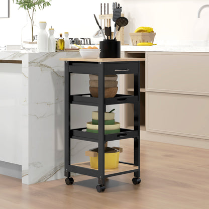 Rolling Kitchen Island Cart with Drawer - Black