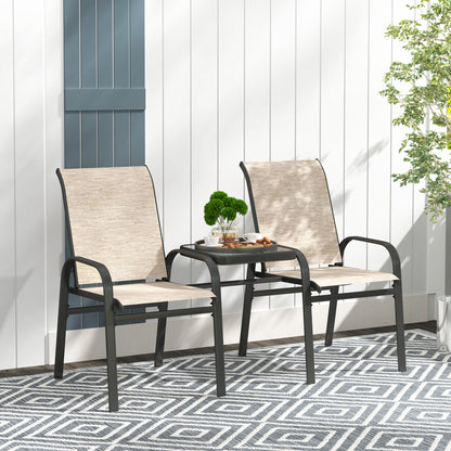 Garden Loveseat Bench with Glass Table and Mesh Seat