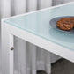 3-Piece Rectangular Glass Kitchen Table and Chairs with Metal Frame and Faux Leather Upholstery for Dining Room, White