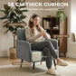 Accent Chair Modern Tufted with Metal Legs Upholstered Reading Armchair for Living Room Grey