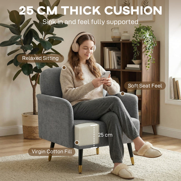 Tufted Accent Chair with Metal Legs