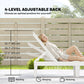 Outdoor Lounge Chair Set of 2, Waterproof Resin Lounge Chairs with 4-Position Adjustable Backrest for Backyard, White