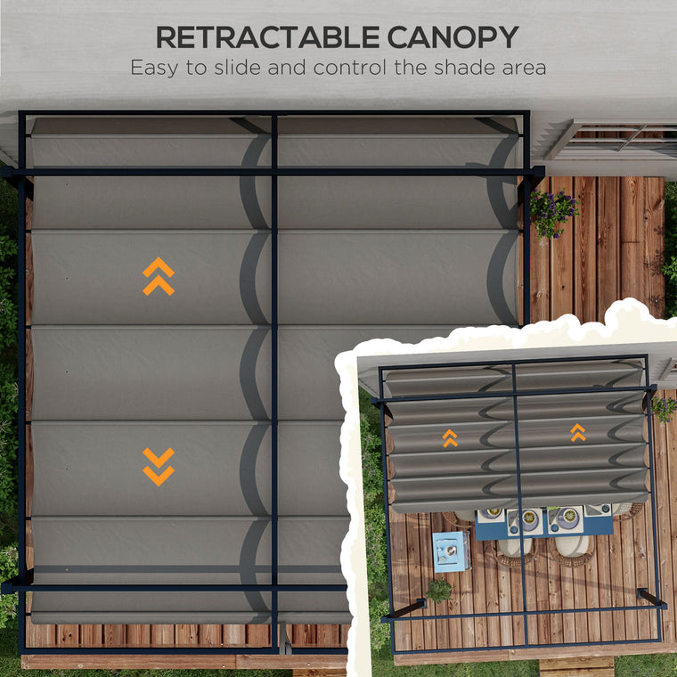 10' x 10' Dark Grey Retractable Pergola Shade Shelter