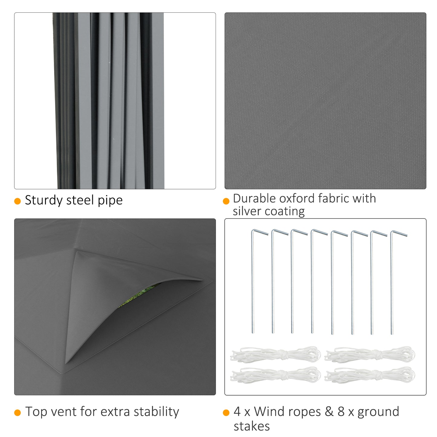 10' x 10' Pop Up Canopy Tent with Airy Top Vents and Wheeled Carry Bag for Outdoor, Garden, Patio, Dark Grey