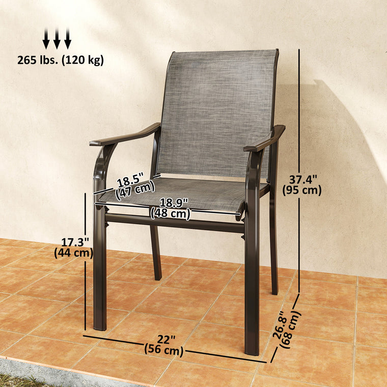 Patio Chairs with Armrest and High Backrest, Set of 4