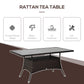 Garden Dining Table, Patio Rattan Dining Table with Glass Top, Storage Shelf for Yard, 59" x 34" x 29", Brown