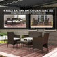 4 Pieces Wicker Outdoor Balcony Furniture Set Rattan Patio Furniture Set with Loveseat Chairs Glass Coffee Table Beige