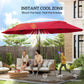 15' Outdoor Patio Umbrella with Twin Canopy Sunshade Steel Table Umbrella with Lift Crank, Cross base, Sandbag, Wine Red