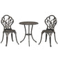 3PCs Patio Bistro Set, Outdoor Cast Aluminum Garden Table and Chairs with Umbrella Hole for Balcony, Bronze