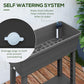 41L Self Watering Raised Garden Bed w/ Ventilation Transparent Lid Greenhouse, Planter Box w/ Storage Shelf, Dark Grey