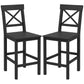 Counter Height Stools Set of 2, Farmhouse Bar Stools with Backs, Solid Wood Counter Stools for Kitchen Island